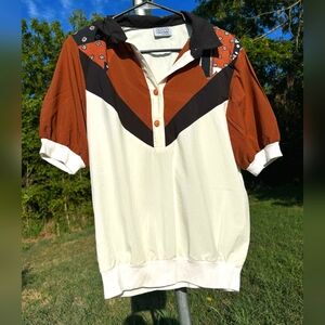 SUSAN CHRISTOPHER WOMENS VINTAGE RETRO COLLARED  WHITE BUTTON SHIRT SIZE L